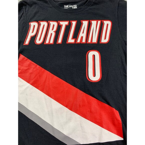Portland Trail Blazers Damian Lillard #0 Men's Small Black T-Shirt Adidas NBA - Picture 8 of 9